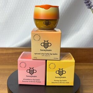 Honeybalm Lip Balm Set - Spiced Chai Latte, Strawberry, and Honey